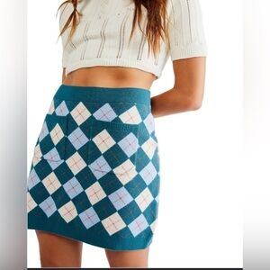 NWD (has rip) Free People Argyle Viola Sweater Mini Skirt sz Small